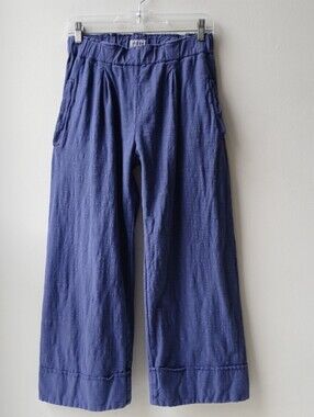 Iridium Cotton Wide Leg Crop Pants Blue Women's Small